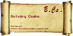 Bolváry Csaba névjegykártya